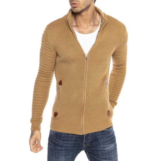 Red Bridge Herren Strickjacke Cardigan mit Stehkragen Basic Luxury