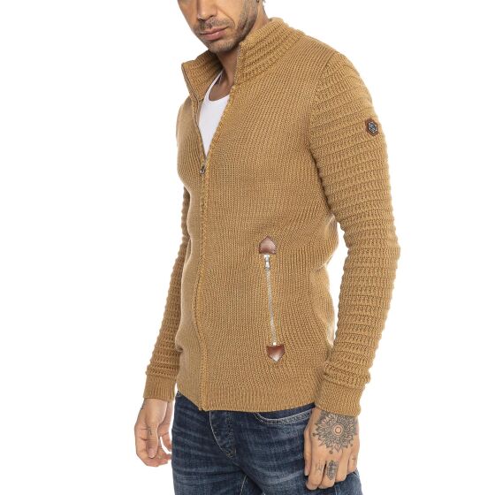 Red Bridge Herren Strickjacke Cardigan mit Stehkragen Basic Luxury