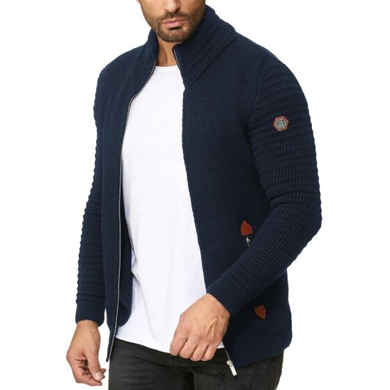 Red Bridge Herren Strickjacke Cardigan mit Stehkragen Basic Luxury