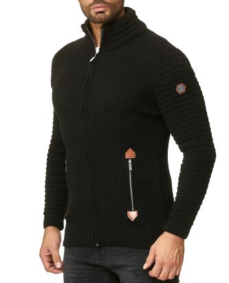 Red Bridge Mens cardigan with stand-up collar Basic Luxury