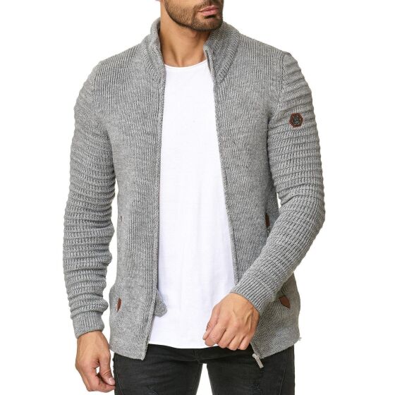 Red Bridge Herren Strickjacke Cardigan mit Stehkragen Basic Luxury