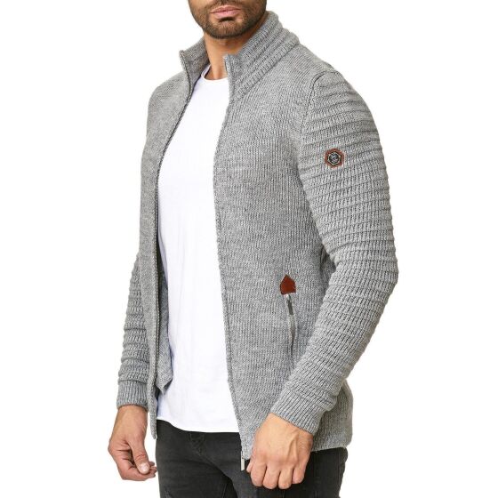 Red Bridge Herren Strickjacke Cardigan mit Stehkragen Basic Luxury