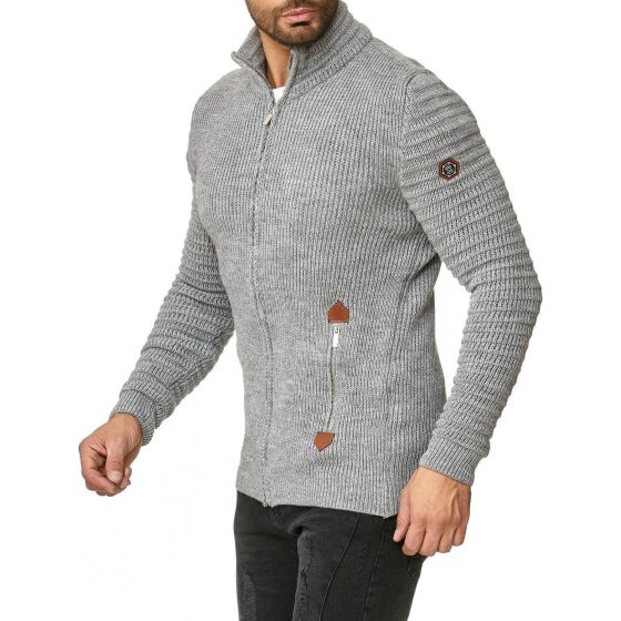 Red Bridge Herren Strickjacke Cardigan mit Stehkragen Basic Luxury