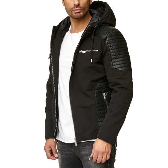 Red Bridge Mens Jacket Between-seasons Jacket Faux Leather Biker Elements