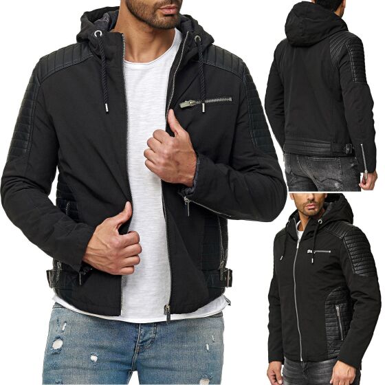 Red Bridge Mens Jacket Between-seasons Jacket Faux Leather Biker Elements