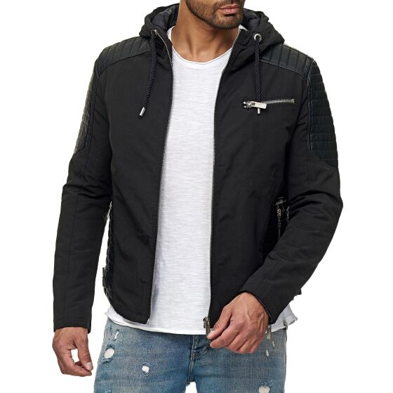 Red Bridge Mens Jacket Between-seasons Jacket Faux Leather Biker Elements