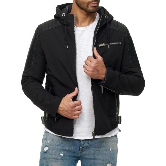 Red Bridge Mens Jacket Between-seasons Jacket Faux Leather Biker Elements