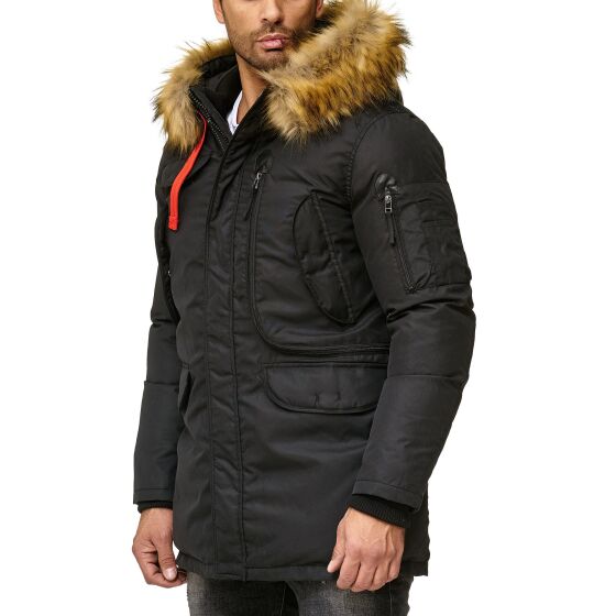 Red Bridge Herren Parka Jacke Mantel Winterjacke Big Pocket Schwarz M