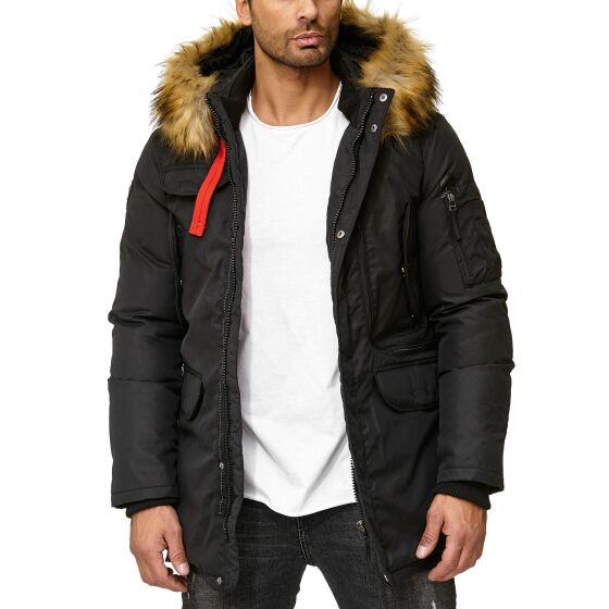 Red Bridge Herren Parka Jacke Mantel Winterjacke Big Pocket Schwarz M
