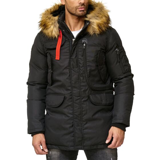 Red Bridge Mens Parka Jacket Coat Winter Jacket Big Pocket Black M