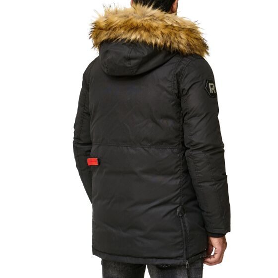 Red Bridge Mens Parka Jacket Coat Winter Jacket Big Pocket Black M