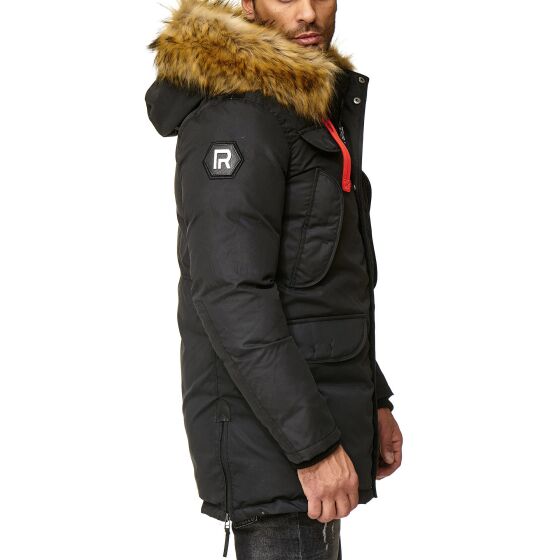 Red Bridge Mens Parka Jacket Coat Winter Jacket Big Pocket Black M