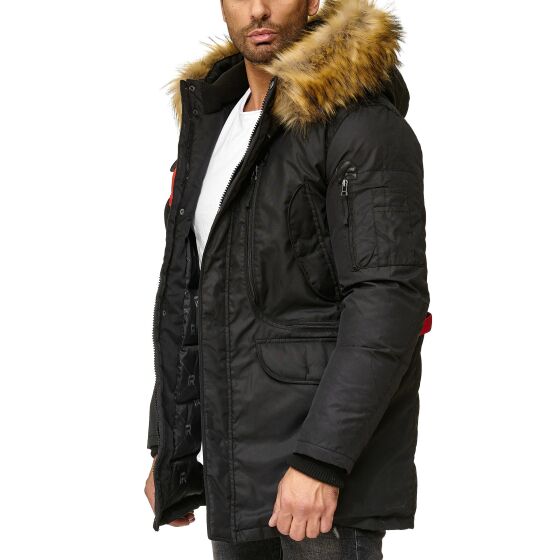 Red Bridge Mens Parka Jacket Coat Winter Jacket Big Pocket Black M