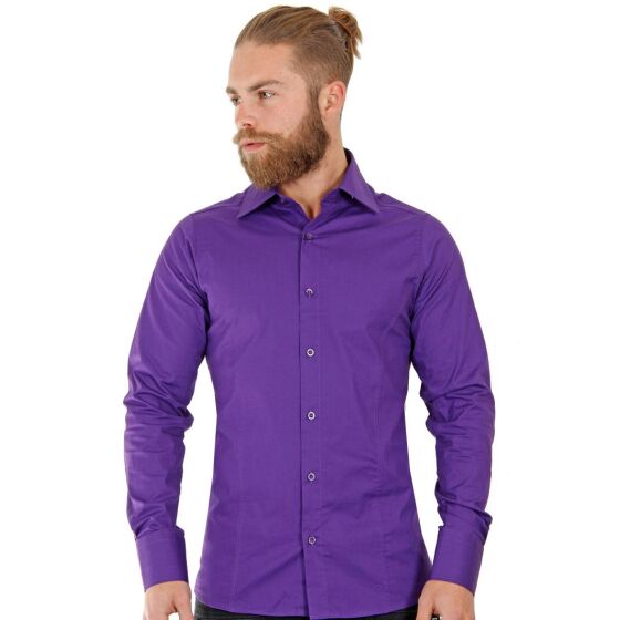 Red Bridge Mens Basic Design Slim Fit Long Sleeve Shirt Violet M