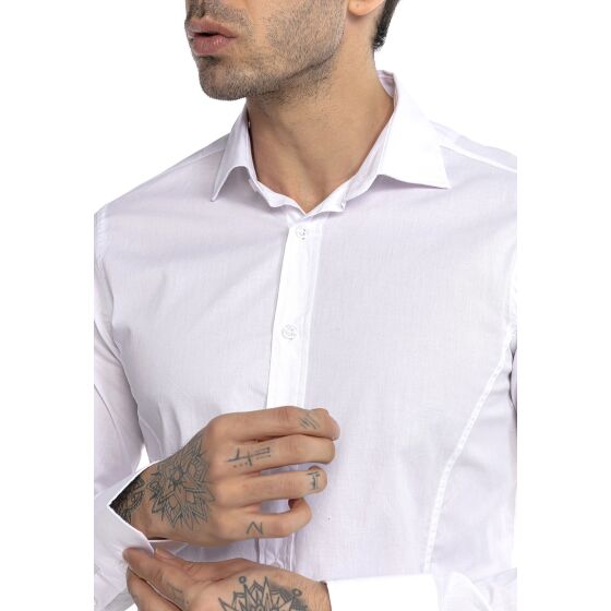 Red Bridge Herren Basic Design Slim Fit Langarm Hemd Weiß XL