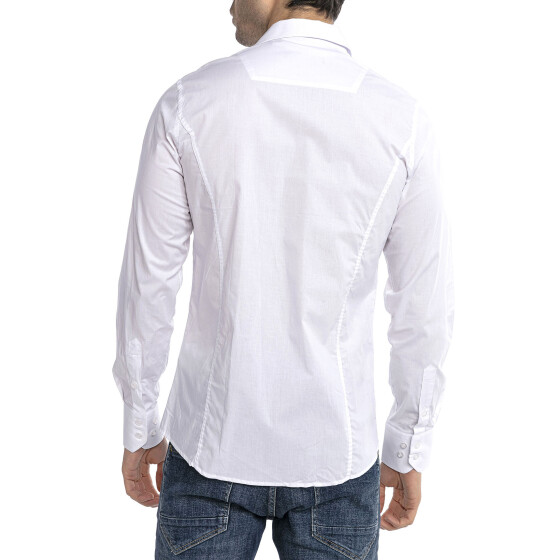 Red Bridge Herren Basic Design Slim Fit Langarm Hemd Weiß XL