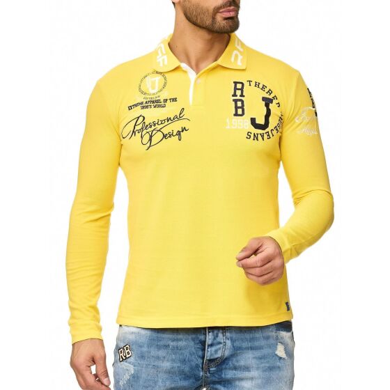 Red Bridge Herren Slim-Fit Longsleeve Poloshirt Langarmshirt Collar Logo Print Baumwolle