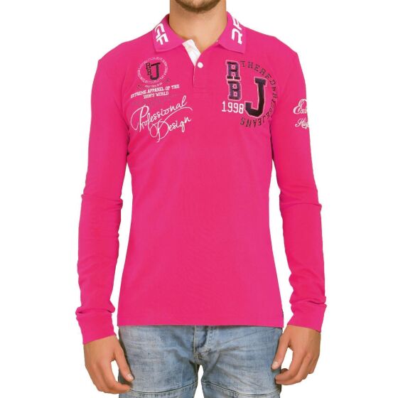 Red Bridge Herren Slim-Fit Longsleeve Poloshirt Langarmshirt Collar Logo Print Baumwolle