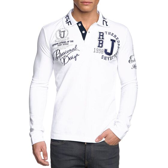 Red Bridge Herren Slim-Fit Longsleeve Poloshirt Langarmshirt Collar Logo Print Baumwolle