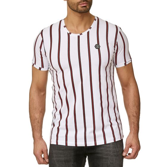 Red Bridge Herren T-Shirt Filled Stripes Regular-Fit Logo Patch