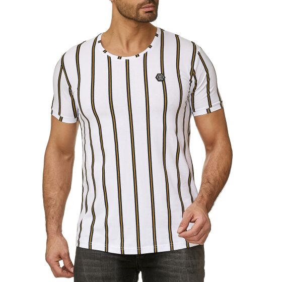 Red Bridge Herren T-Shirt Filled Stripes Regular-Fit Logo Patch