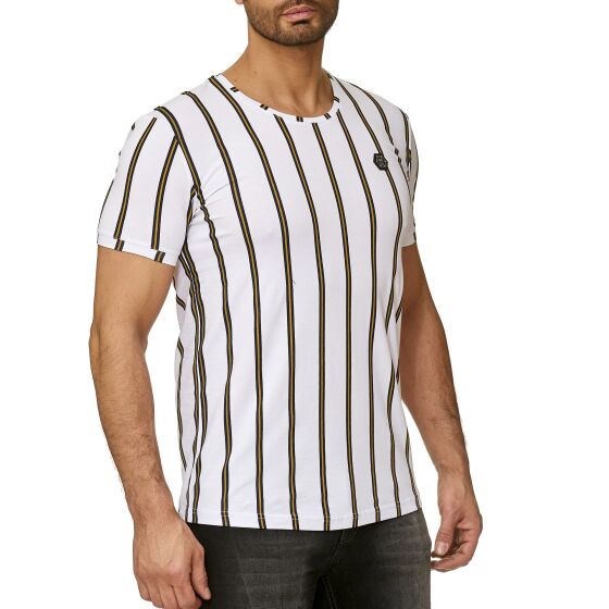 Red Bridge Herren T-Shirt Filled Stripes Regular-Fit Logo Patch