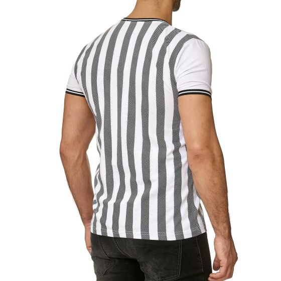 Red Bridge Herren T-Shirt Referee Stripes V-Neck Regular-Fit Logo Patch