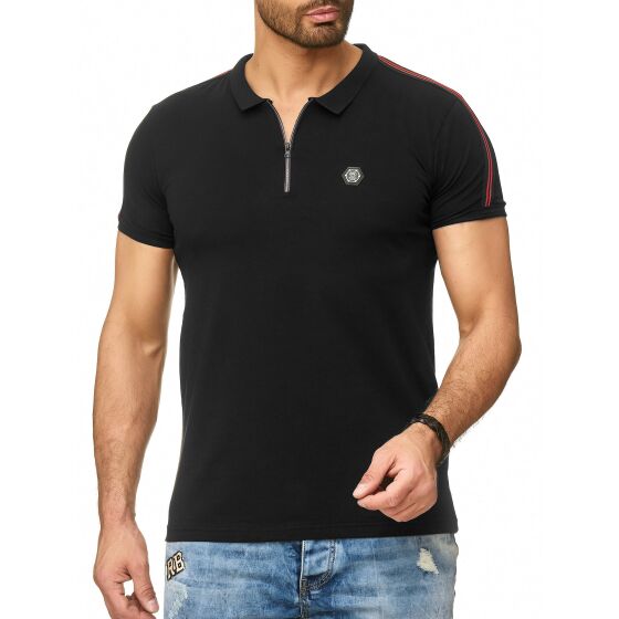 Red Bridge Mens polo shirt shoulder line t-shirt with zip