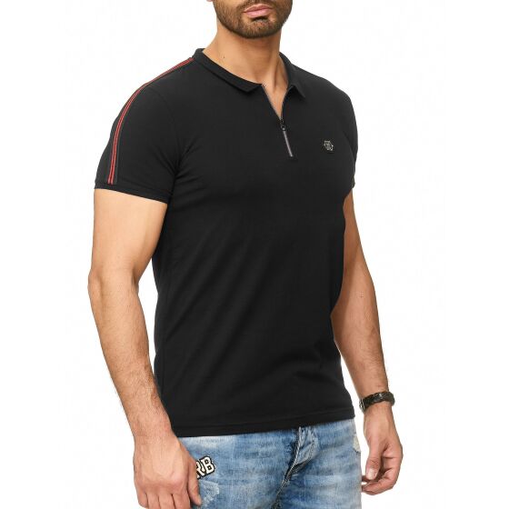 Red Bridge Mens polo shirt shoulder line t-shirt with zip