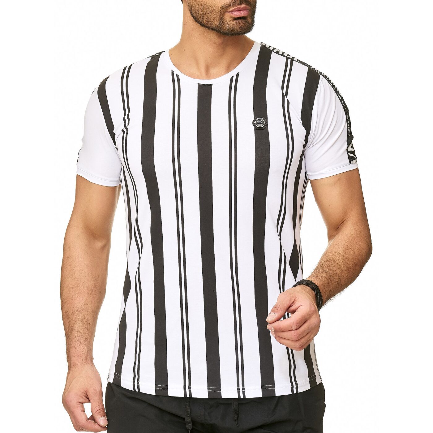 T-Shirt Vertical Stripes Warning ...