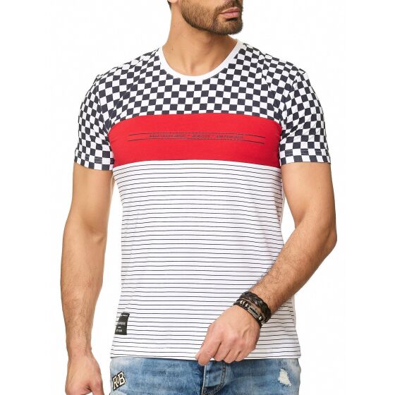 Red Bridge Mens Born to be Famous Racing Stripes T-Shirt