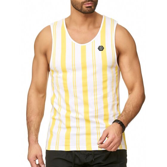 Red Bridge Mens Tank Top T-Shirt Vertical Stripes Summer Vibes Yellow S