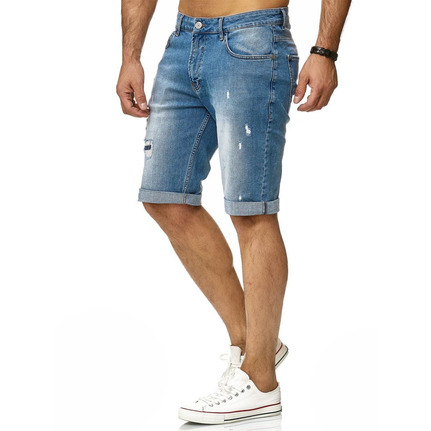 Distressed Jeans € Herren Capri Shorts Hose Bridge 29,90 Kurze Basi, Red Denim