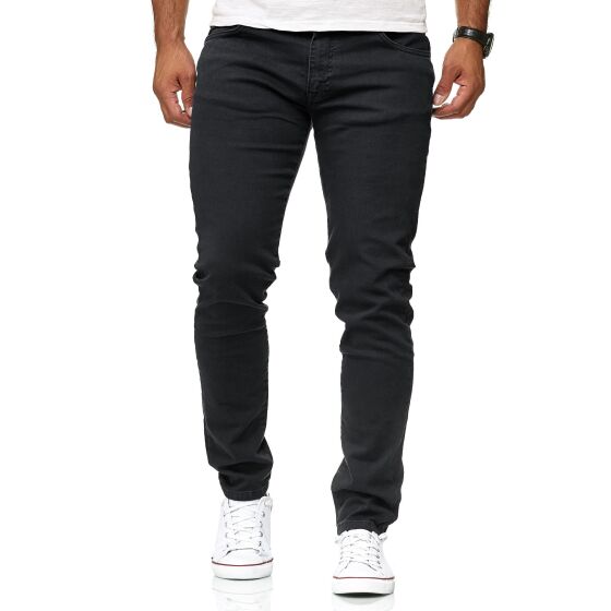 Red Bridge Mens Jeans Trousers Slim-Fit Drainpipe Jeans Denim Colored Black W38 L34