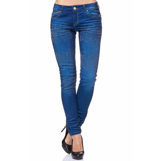 Red Bridge Ladies Groovy Line Knit Jeans Trousers Pants blue W26 L32