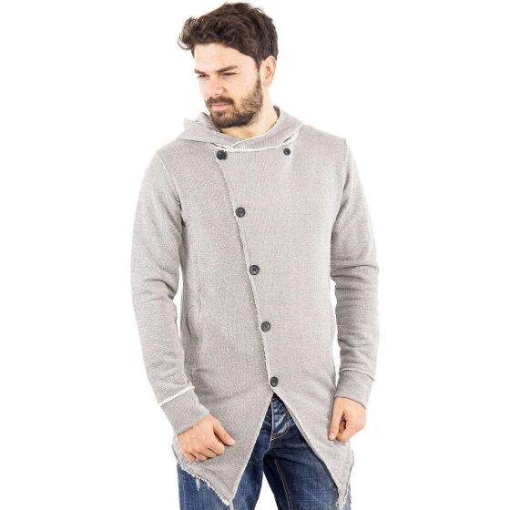 Red Bridge Herren Oversized Button Sweatshirt Pullover Long Hoodie grau