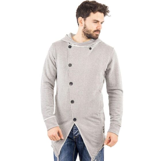 Red Bridge Mens Oversized Button Sweatshirt Jumper Long Hoodie grey