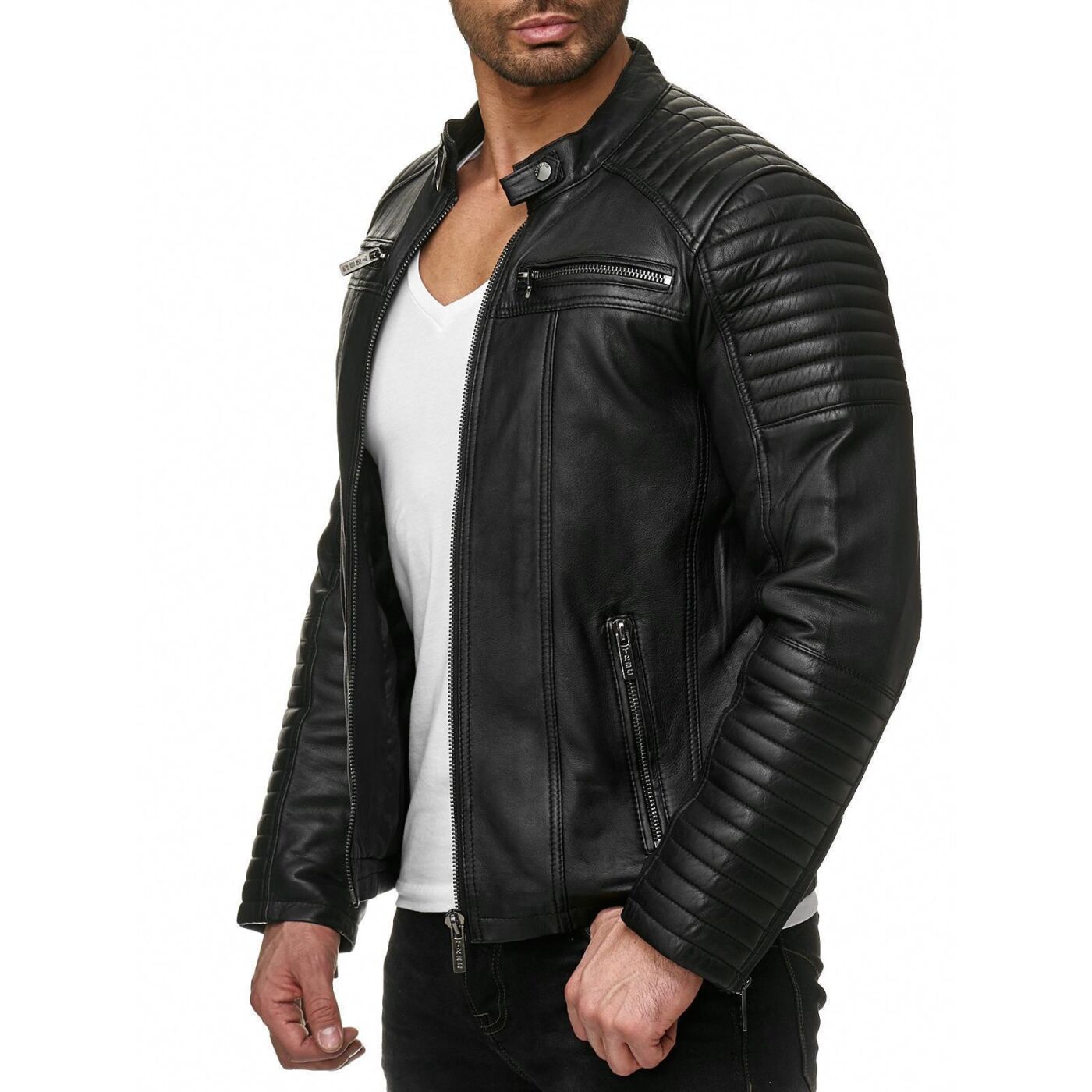 Red Bridge Herren Biker Jacke Kunst Lederjacke Jacket schwarz M6013black, 64,99