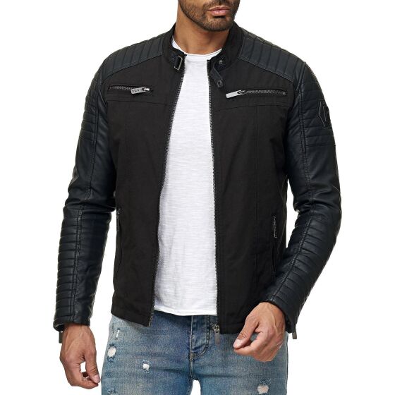 Red Bridge Mens Jacket Biker Jacket Faux Leather Jacket Modestly Biker Faux Leather Sleeves