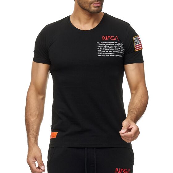Red Bridge Mens T-Shirt NASA Logo USA Space Shuttle Black M