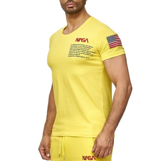 Red Bridge Mens T-Shirt NASA Logo USA Space Shuttle Yellow XL