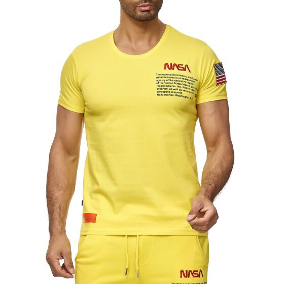 Red Bridge Mens T-Shirt NASA Logo USA Space Shuttle Yellow XL