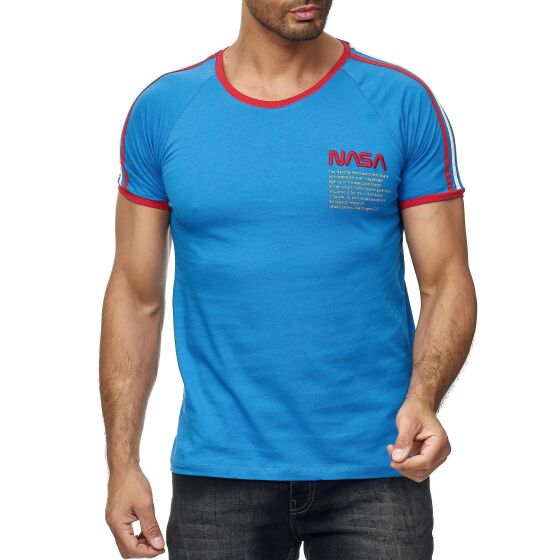 Red Bridge Mens T-Shirt NASA Logo Retro Contrast Striped