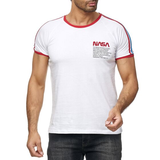 Red Bridge Mens T-Shirt NASA Logo Retro Contrast Striped