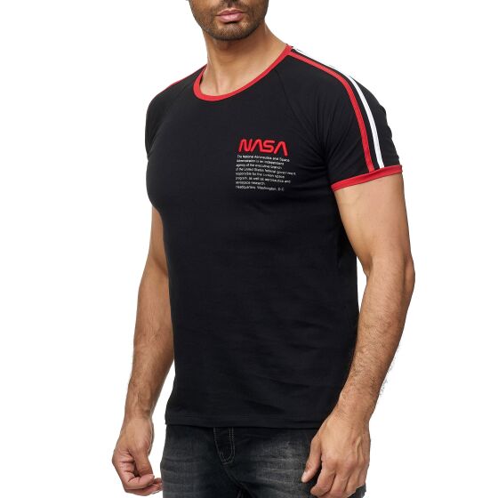 Red Bridge Herren T-Shirt NASA Logo Retro Contrast Striped Schwarz S