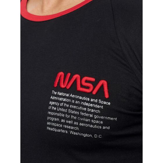 Red Bridge Mens T-Shirt NASA Logo Retro Contrast Striped Black S