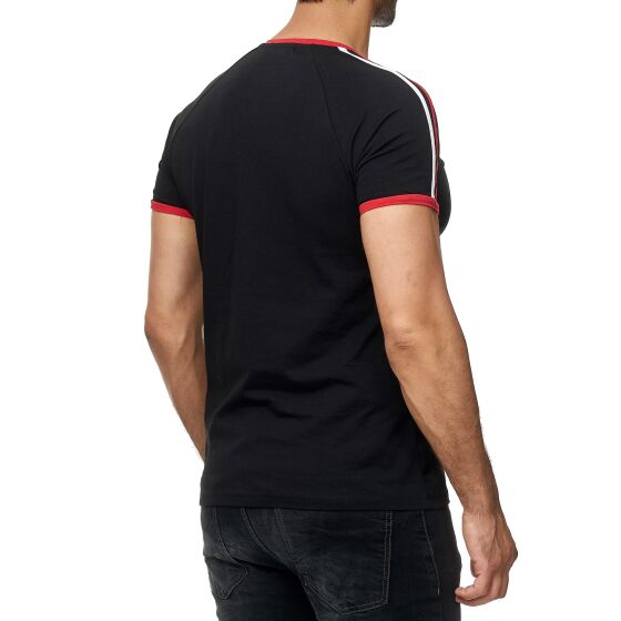 Red Bridge Mens T-Shirt NASA Logo Retro Contrast Striped Black XL