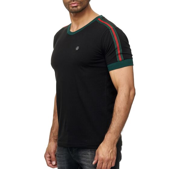 Red Bridge Herren T-Shirt Contrast Luxury Line Kurzarm Shirt Schwarz S