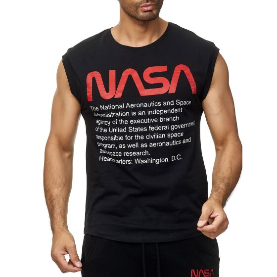 Red Bridge Mens Tank Top T-Shirt NASA Logo USA Sleeveless Black S