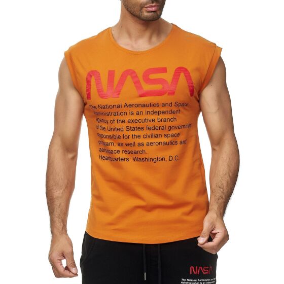 Red Bridge Herren Tank Top T-Shirt NASA Logo USA Ärmellos Orange S